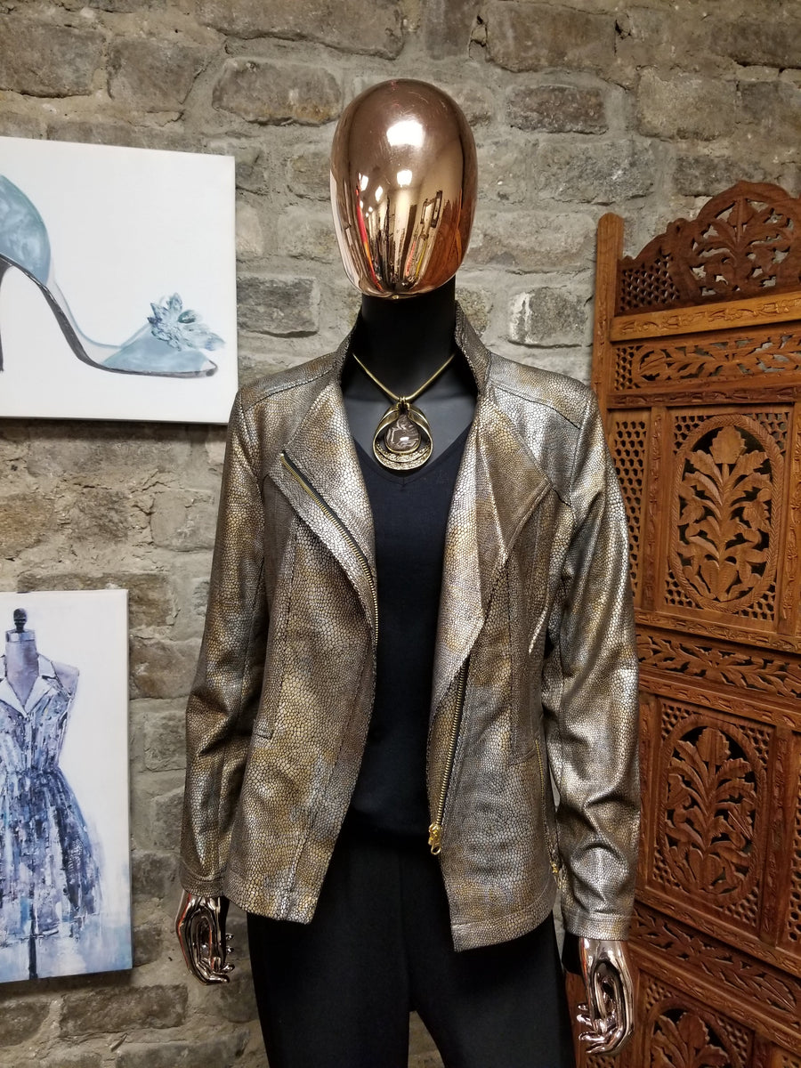 Clara Sun Woo Metallic Liquid Leather Biker Jacket