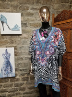 Mixed Print Studded Poncho (6917479923763)