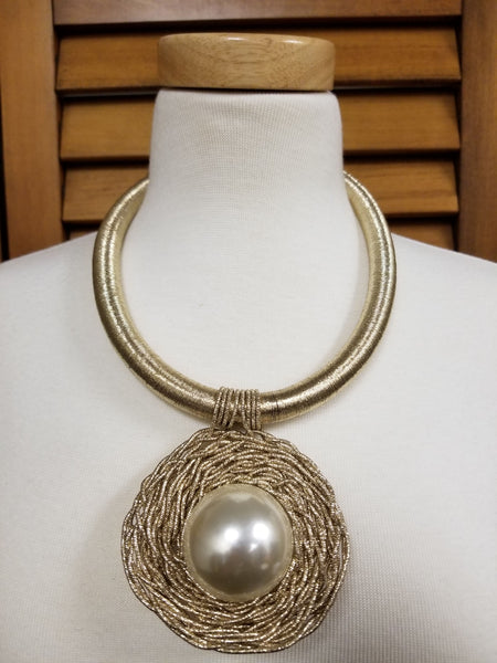 Pearl Centered Braided Cord Necklace Set (6923313348659)