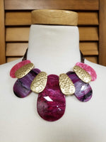 Hammered Gold and Resin Necklace Set (6930145509427)