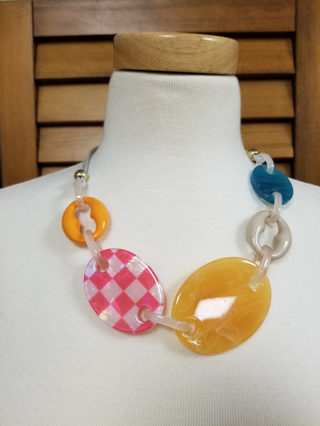 Multi-Colored Oval Stone Necklace Set (6930147442739)