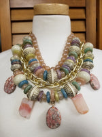 Bohemian Multi-Strand Stone Statement Necklace Set (6930148753459)