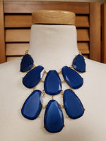 Blue Acrylic Stone Multi-Tiered Necklace Set (6930146263091)