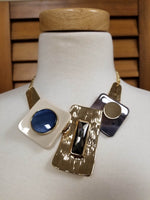 Hammered Gold and Blue Moon Necklace Set (6930146623539)