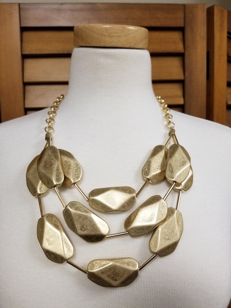 Multi-Strand Worn Gold Necklace Set (6930142396467)