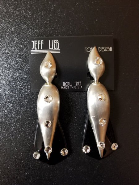 Jeff Lieb Extra Large Bold Pewter and Black Clip-On Earrings (6930052513843)