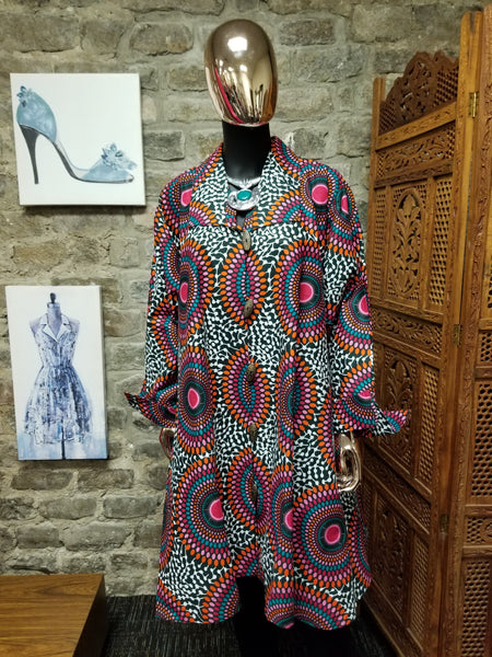 Multi-Colored Abstract Print Jacket/Tunic/Dress (6930142822451)
