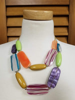 Multi-Colored Marbled Beaded Layered Bib Necklace Set (6932590624819)