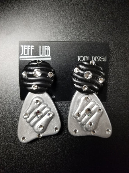 Jeff Lieb Black and Silver Clip-On Earrings (6936188387379)