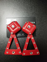 Jeff Lieb Red Geometric Clip-On Earrings (6936193400883)