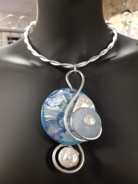 Jeff Lieb Blue and Silver Necklace Set (6936195760179)