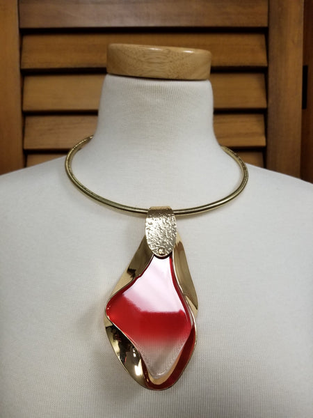 Abstract Red Ombre Resin Necklace Set (6977175912499)
