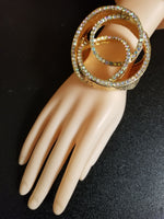 Gold and Rhinestone 3D Hinged Cuff Bracelet (7005093003315)