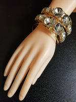 Round Stone Cuff Metal Bracelet (7005083467827)