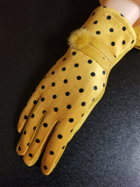 Mustard and Black Polka Dot Glove (7012771364915)