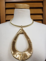 Oversized Metal Wire Teardrop Statement Necklace Set (7005082222643)