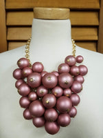 Matte Pink Cluster Ball Necklace Set (7030935224371)