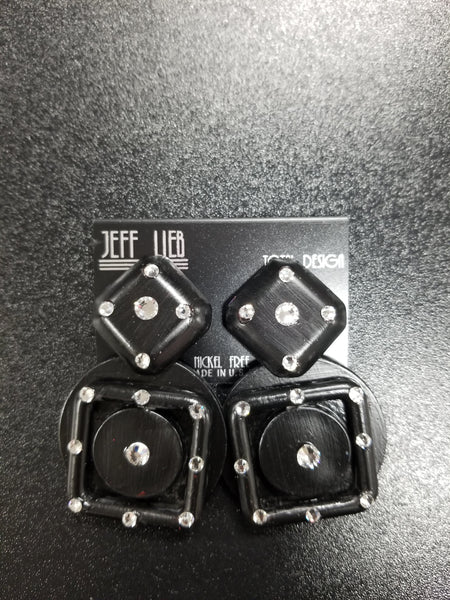 Jeff Lieb Black Multi-Shaped Clip-On Earrings (7045730107443)