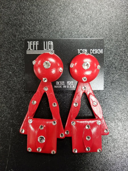 Jeff Lieb Cherry Red Multi-Shaped Clip-On Earrings (7045734072371)