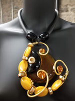 Jeff Lieb Black Gold and Amber Necklace Set (7045650579507)