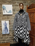 Black and White Abstract Zig Zag High Low Tunic/Jacket (7051166548019)
