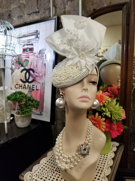 Pearl and Flower Fascinator (7054519173171)