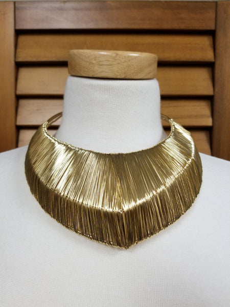 Gold Metal Wire Wrapped Chunky Choker (7166842208307)