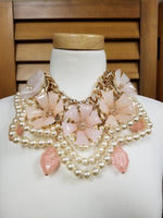 Pearl Flower Statement Necklace Set (7167131779123)