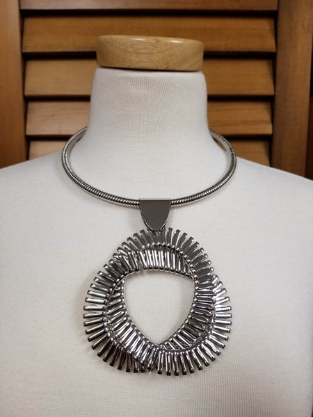 oversized Coil Abstract Statement Pendant Necklace Set (7167126896691)