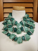 Marbled Triple Layered Bib Statement Necklace Set (7167137710131)