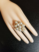 Pearl and Rhinestone Statement Stretch Ring (7167112347699)