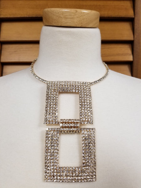 Statement Rhinestone Double Square Choker (7365558108211)