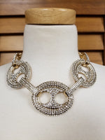 Rhinestone Embellished Triple Metal Link Necklace Set (7390478794803)