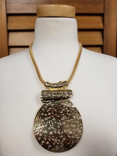 Oversized Textured Pendant Necklace Set (7390480859187)