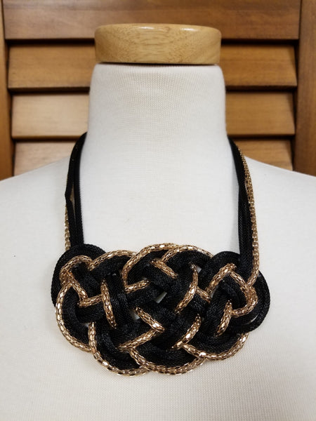 Metal Mesh Knot Bib Necklace Set (7390247911475)