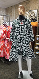 Black and White Abstract Print High Low Button Down Tunic/Jacket/Dress (7390501503027)