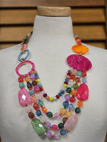 Multi-Layered Chunky Beaded Celluloid Statement Necklace Set (7557991039027)