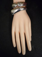 Textred Metal Double Row Hinged Bangle Bracelet (7558000279603)