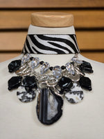 Zebra Charm Embellished Layered Statement Necklace Set (7558078496819)