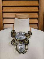 Bold Double Oval Spiral Wire Embellished Necklace Set (7588924588083)