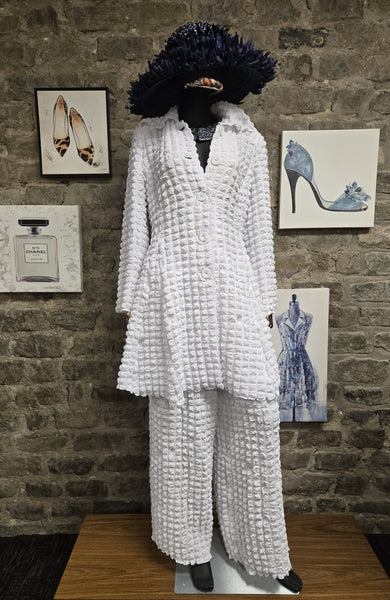 White Button Down Popcorn Pantsuit (7635222396979)