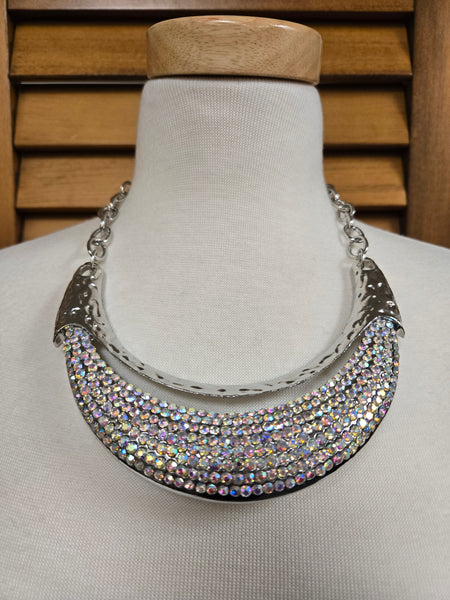 Bold Aurora Borealis Rhinestone Statement Necklace Set (7660468437043)