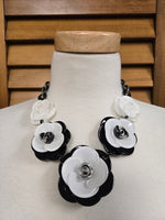Bold Black and White Resin Link Statement Necklace Set (7660468731955)