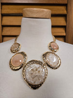 Beige and Gold Acrylic Necklace Set (7660472565811)
