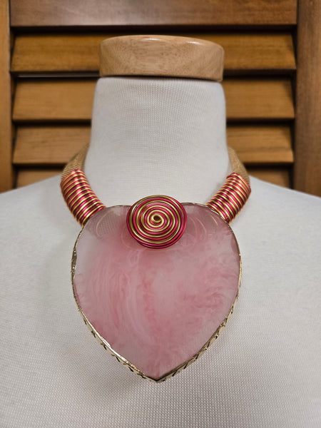 Marbled Resin and Wire Statement Necklace Set (7660474662963)
