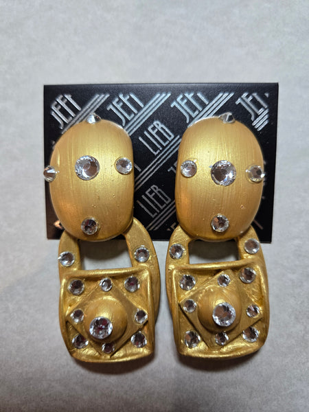 Jeff Lieb Golden Cipher Clip-On Earrings (7666994053171)