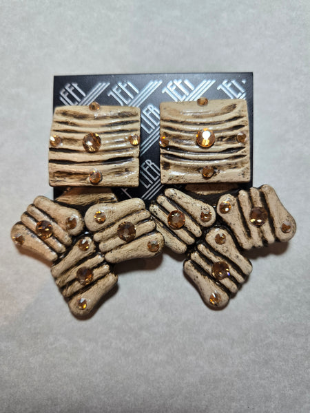 Jeff Lieb Amber Relic Clip-On Earrings (7667468599347)