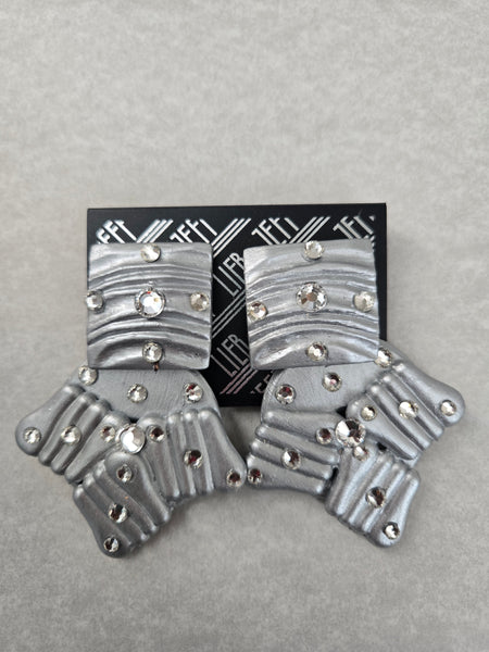 Jeff Lieb Silver Sonata Clip-On Earrings (7669456207923)