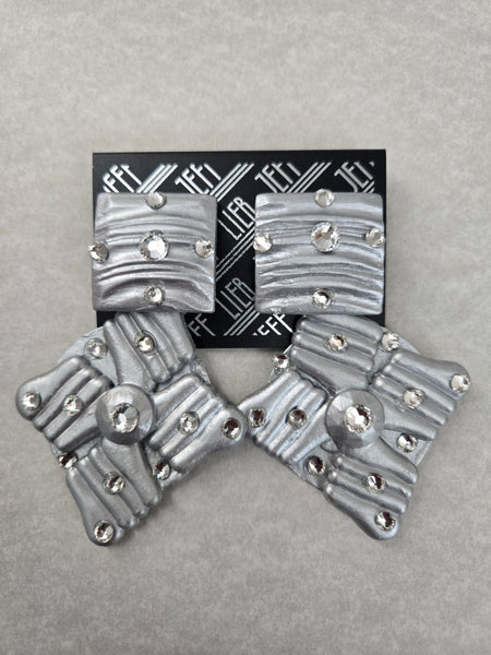 Jeff Lieb Silver Drift Clip-On Earrings (7669464236083)