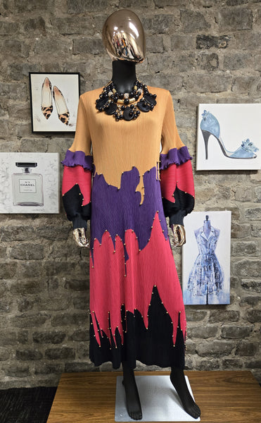 Chromatic Cascade Beaded and Pleated Dress (7674762002483)